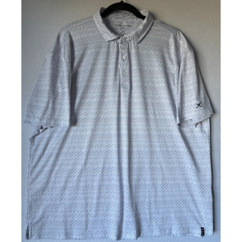 Kenneth Cole Golf Polo Shirt Men XL  Multicolor Polka Dot Stretch‎ Performance